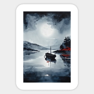 Boat on the River Sticker